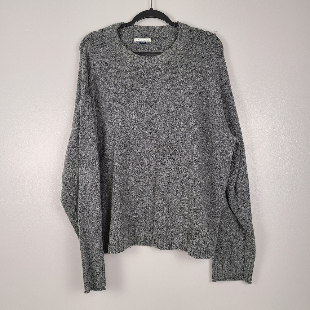 American Eagle Gray Pullover Minimal Basics Classic Crewneck Knit Sweater XL